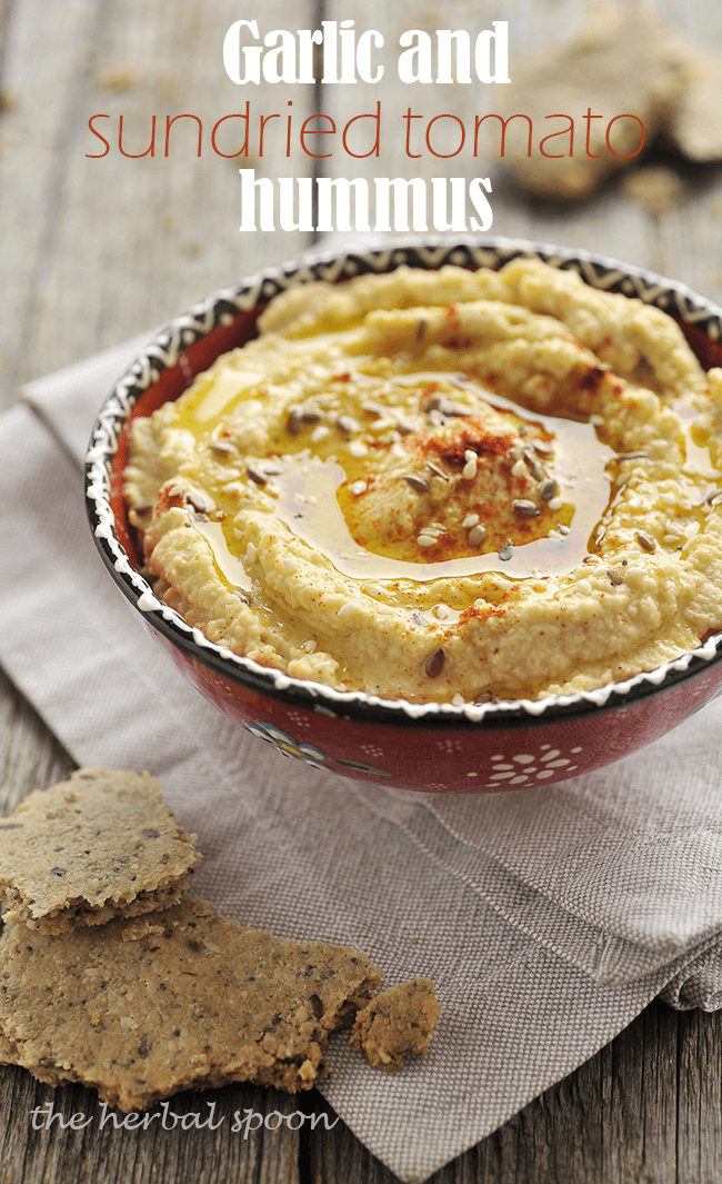 Easy garlic and sundried tomato hummus - The Herbal Spoon