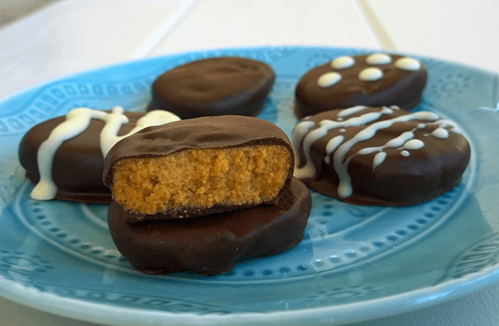 Healthy chocolate peanut butter eggs - like Reese's - Grain free, Dairy free, Naturally sweetened