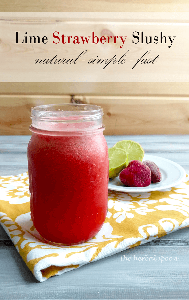 A lime strawberry slushy that's simple and refreshing - The Herbal Spoon