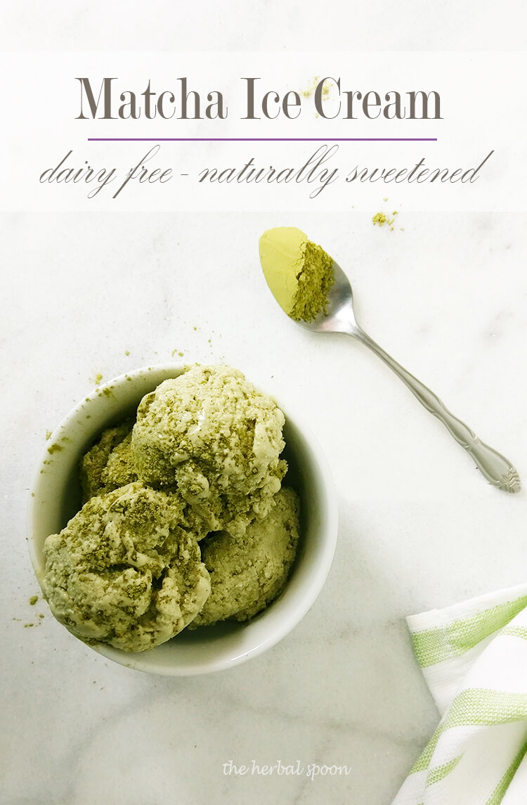 Creamy matcha ice cream - dairy free and naturally sweetened - The Herbal Spoon